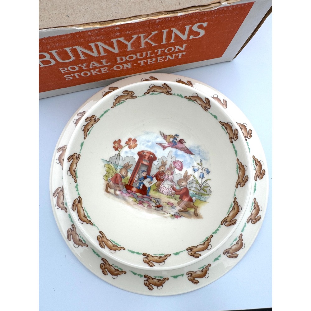 Vintage Royal Doulton Bunnykins 3pc Nursery Set New In Box Stoke On Trent